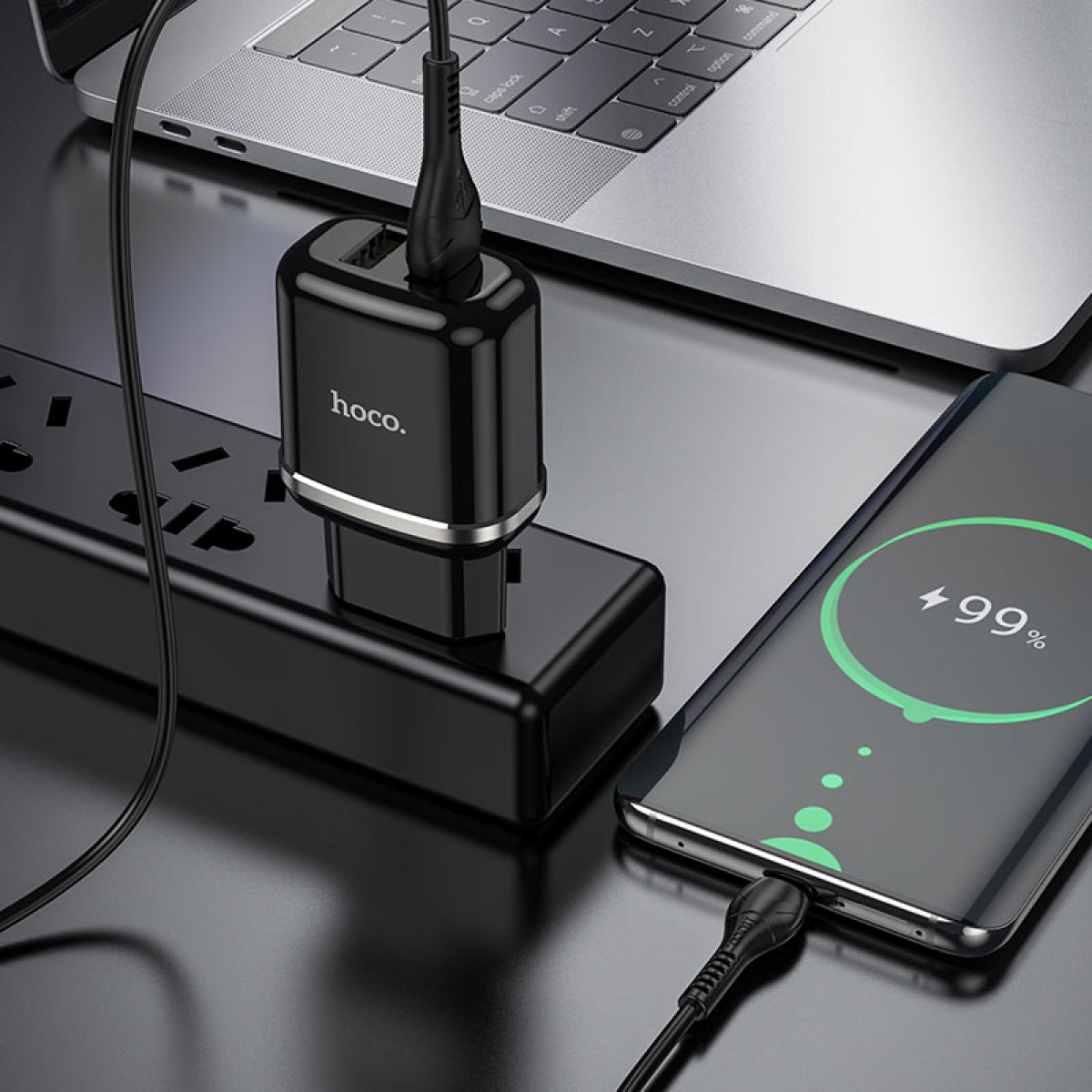 Φορτιστής με διπλή θύρα USB 2.4A & Καλώδιο Micro-USB Ηοco N4 Aspiring