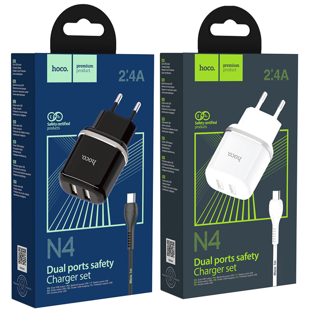Φορτιστής με διπλή θύρα USB 2.4A & Καλώδιο Micro-USB Ηοco N4 Aspiring