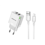 Φορτιστής με Διπλή Θύρα USB-A 2.1A Με Καλώδιο Lightning Borofone BN15