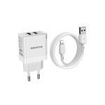 Φορτιστής με Διπλή Θύρα USB-A 2.1A Με Καλώδιο Lightning Borofone BN15