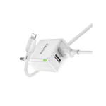 Φορτιστής με Διπλή Θύρα USB-A 2.1A Με Καλώδιο Lightning Borofone BN15
