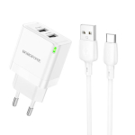 Φορτιστής με Διπλή Θύρα USB-A 2.1A Με Καλώδιο Τype-C Borofone BN15