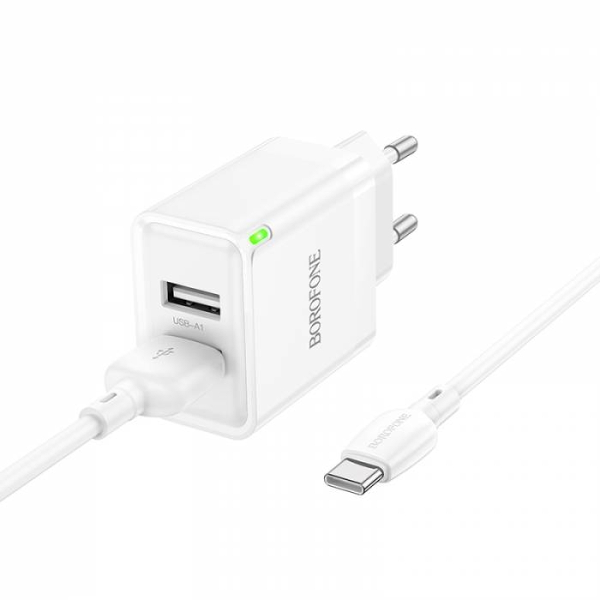 Φορτιστής με Διπλή Θύρα USB-A 2.1A Με Καλώδιο Τype-C Borofone BN15