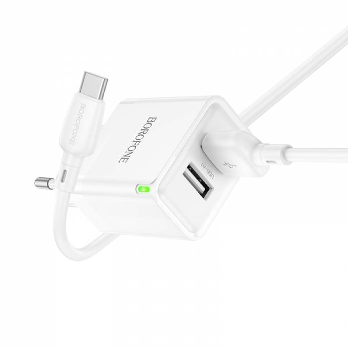 Φορτιστής με Διπλή Θύρα USB-A 2.1A Με Καλώδιο Τype-C Borofone BN15