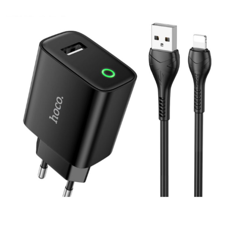 Φορτιστής με Θύρα USB-A 2.1A Με Καλώδιο Lightning Hoco DC93 Virtuous