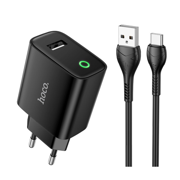 Φορτιστής με Θύρα USB-A 2.1A Με Καλώδιο Type-C Hoco DC93 Virtuous