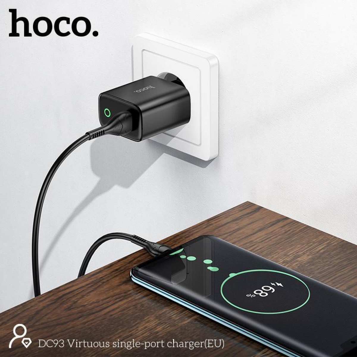Φορτιστής με Θύρα USB-A 2.1A Με Καλώδιο Type-C Hoco DC93 Virtuous