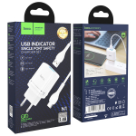 Φορτιστής με Θύρα USB-A 2.4A Με Καλώδιο Type-C Hoco N1 Ardent