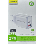 Φορτιστής με Θύρα USB-A & Type-C 27W με Καλώδιο Τype-C Pavareal K59
