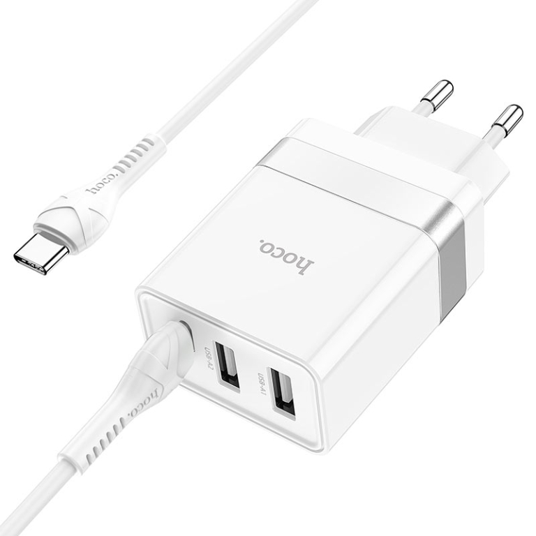Φορτιστής με Θύρες 1xType-C 30W & 2xUSB 10W Με Καλώδιο Type-C Ηοco N21 Pro Tourer