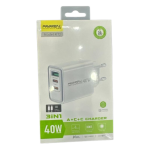 Φορτιστής με Θύρες 1xUSB-A & 2x Type-C 40W Pavareal K72