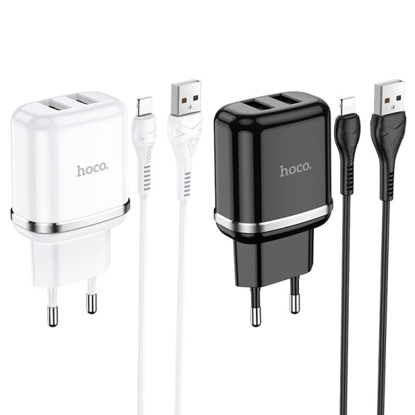 Φορτιστής με Θύρες 2xUSB 2.4A & Καλώδιο Lightning Hoco N4 Aspiring