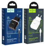 Φορτιστής με Θύρες 2xUSB 2.4A & Καλώδιο Lightning Hoco N4 Aspiring