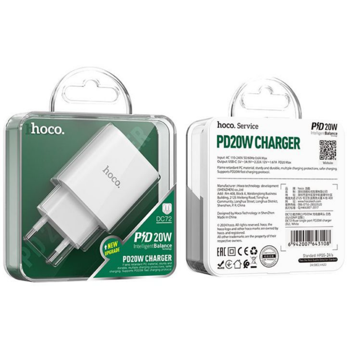 Φορτιστής PD20W EU Με Θύρα USB-A Hoco DC72 River