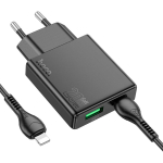 Φορτιστής PD20W Με Θύρες Type-C & USB-A Και Καλώδιο Type-C σε Lightning Hoco N38 Delgado
