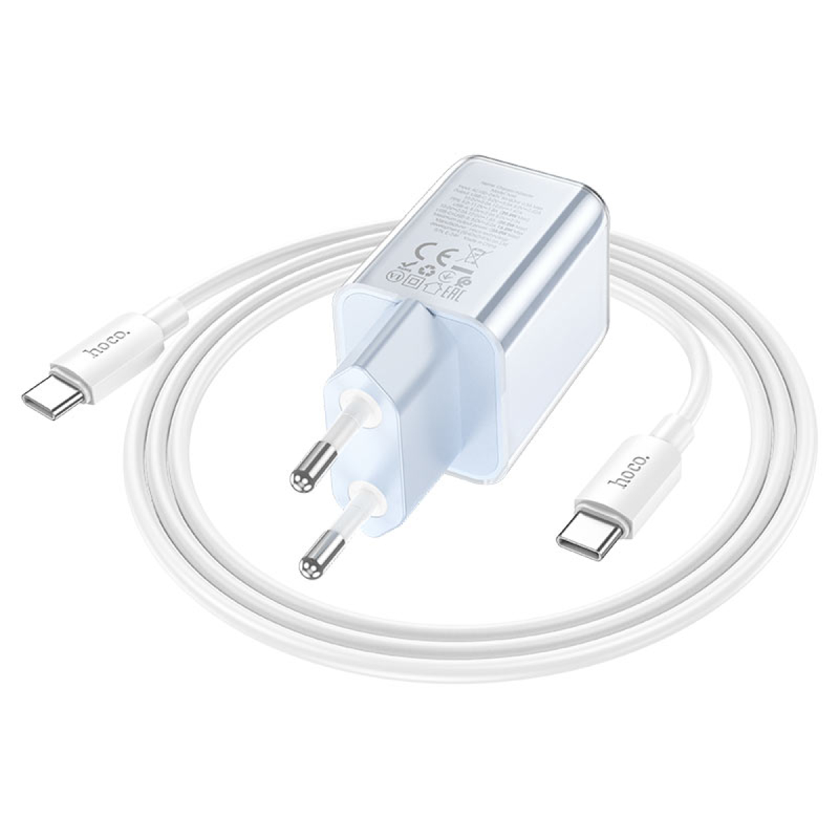 Φορτιστής PD20W Με Θύρες Type-C & USB-A Και Καλώδιο Type-C σε Type-C Hoco N46 Glorious
