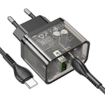 Φορτιστής PD20W Με Θύρες Type-C & USB-A & Καλώδιο Type-C σε Type-C Hoco N34 Dazzling