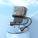 Φορτιστής PD20W Με Θύρες Type-C & USB-A & Καλώδιο Type-C σε Type-C Hoco N34 Dazzling