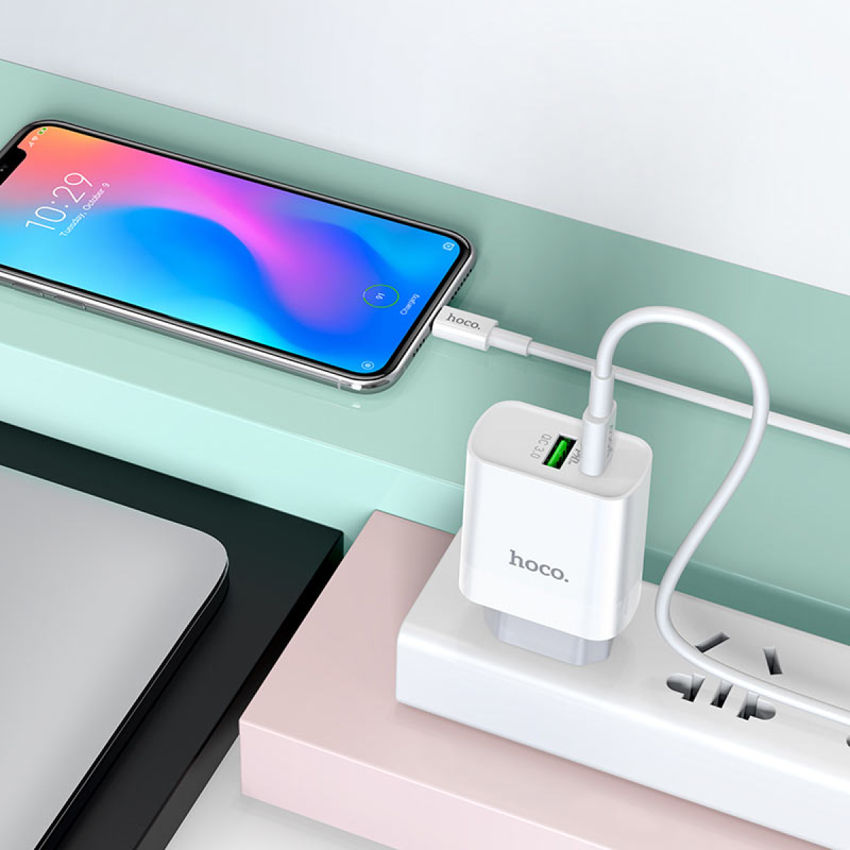 Φορτιστής PD20W & QC3.0 Με Θύρες USB-A & Type-C Και Καλώδιο Type-C Hoco C80A Rapido