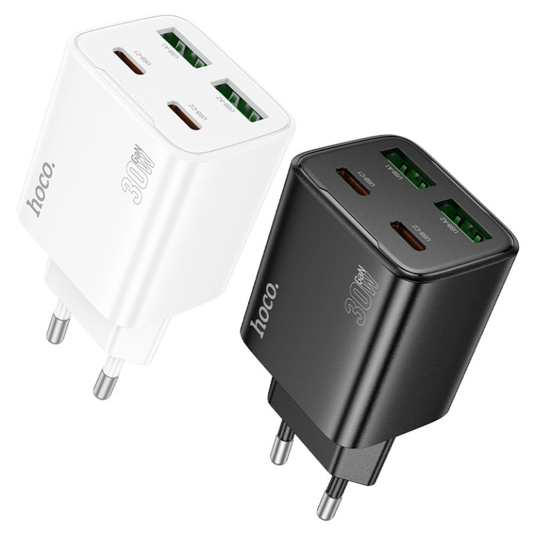 Φορτιστής PD30W Με 2 Θύρες Type-C & 2 Θύρες USB-A Hoco N56 Fundador