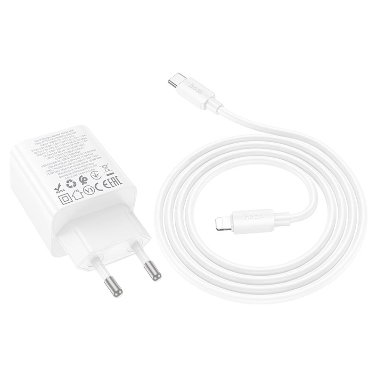Φορτιστής PD30W Με 2 Θύρες Type-C & 2 Θύρες USB-A Και Καλώδιο Type-C σε Lightning Hoco N56 Fundador