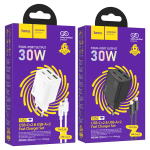 Φορτιστής PD30W Με 2 Θύρες Type-C & 2 Θύρες USB-A Και Καλώδιο Type-C σε Lightning Hoco N56 Fundador