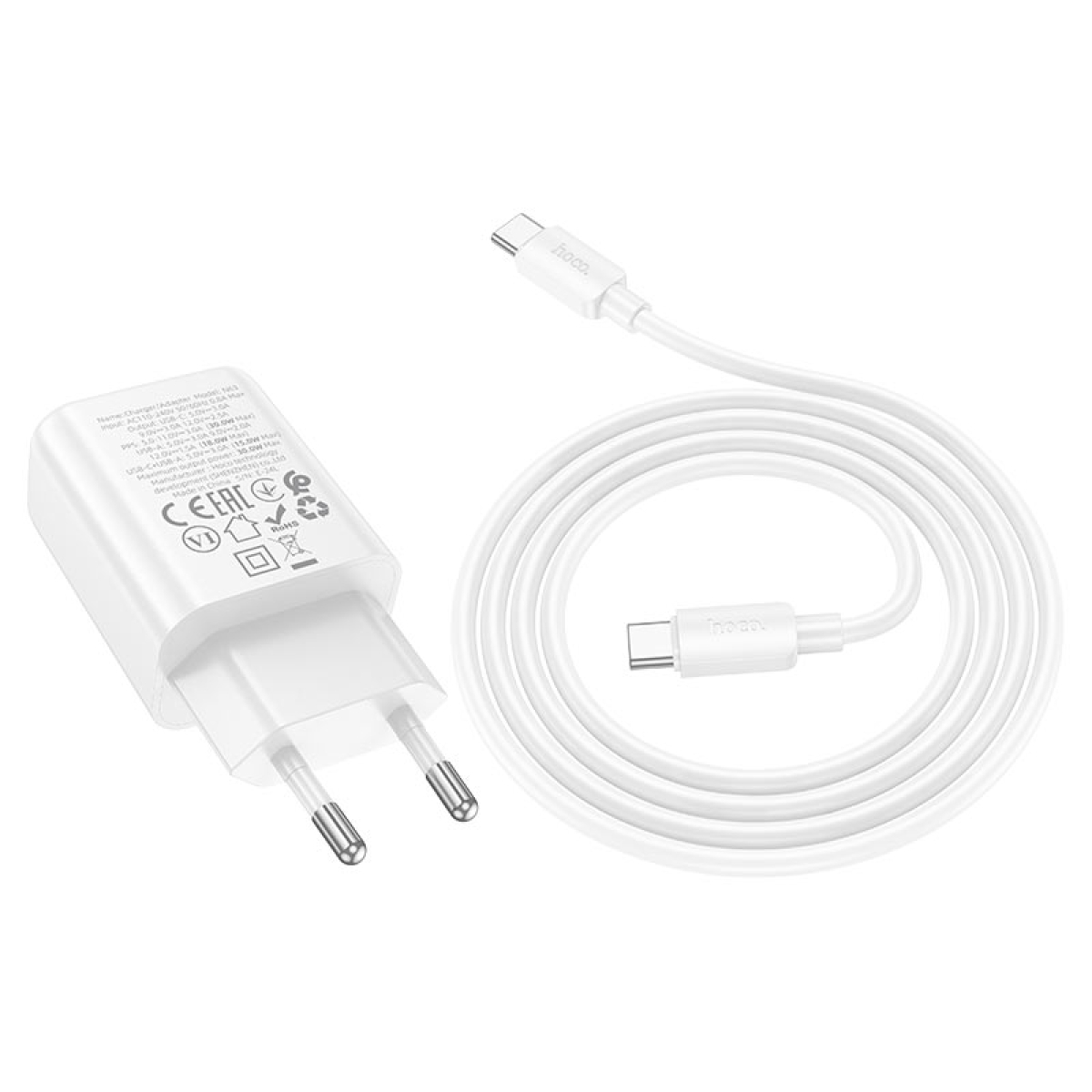 Φορτιστής PD30W Με Θύρες USB-A & Type-C και Καλώδιο Type-C Hoco N63 Gentle