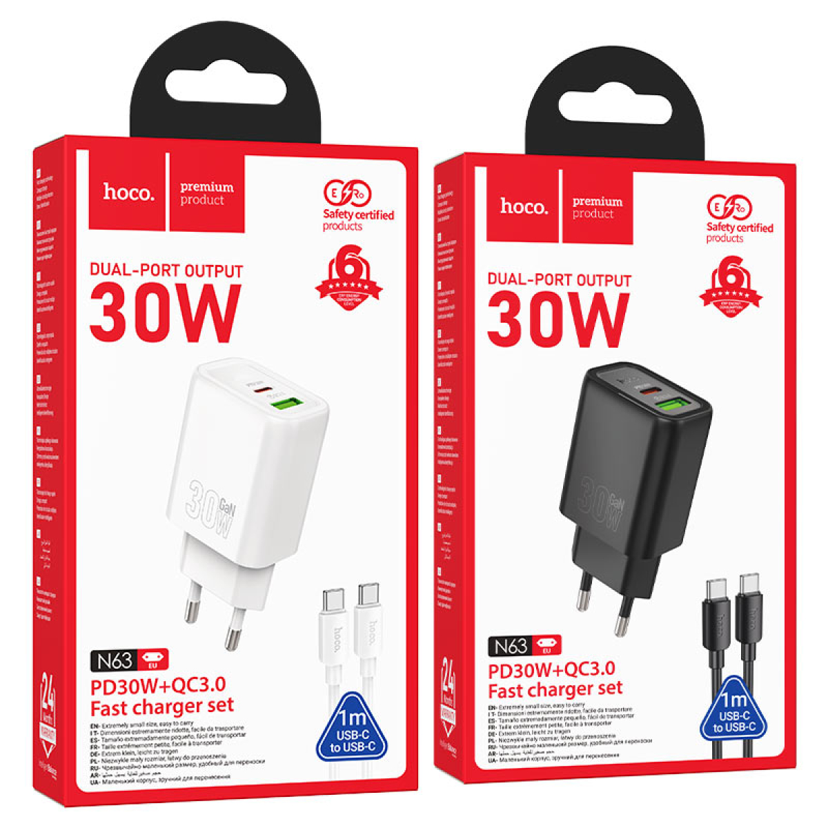 Φορτιστής PD30W Με Θύρες USB-A & Type-C και Καλώδιο Type-C Hoco N63 Gentle