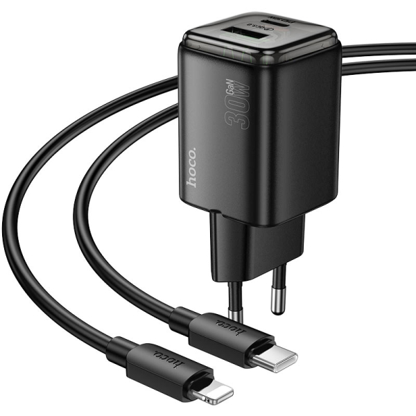 Φορτιστής PD30W Με Θύρες USB-A &Type-C και Καλώδιο Lightning Hoco N53 Monsoon