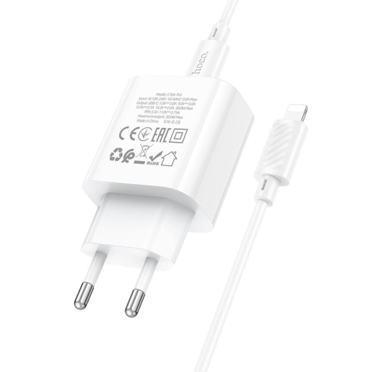 Φορτιστής PD30W Type-C Με Καλώδιο Type-C Lightning Hoco C76A Pro