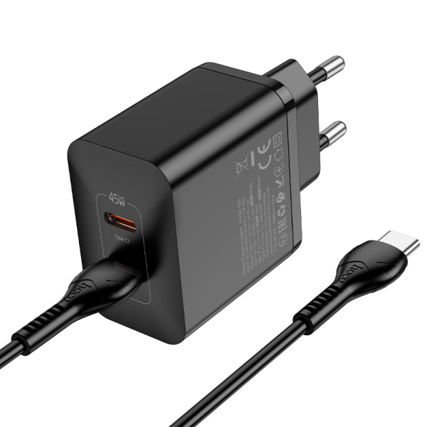 Φορτιστής PD45W Με Διπλή Θύρα Type-C Και Καλώδιο Type-C Σε Type-C Hoco N35 Streamer