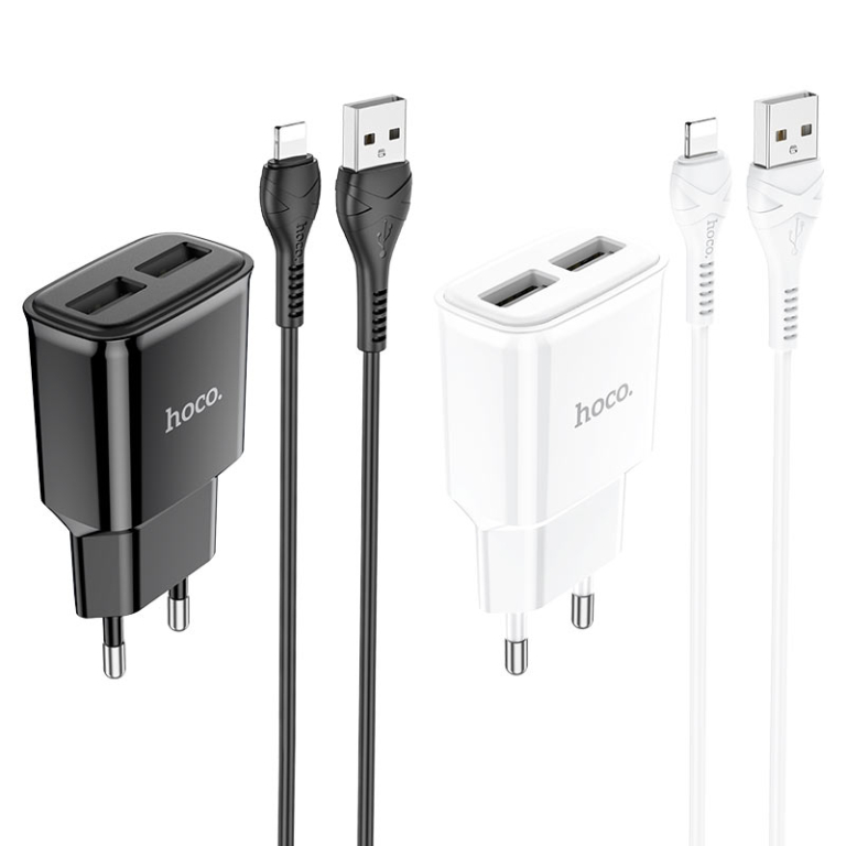 Φορτιστής Τοίχου 2xUSB-A με Καλώδιο Lightning Hoco C88A Star Round