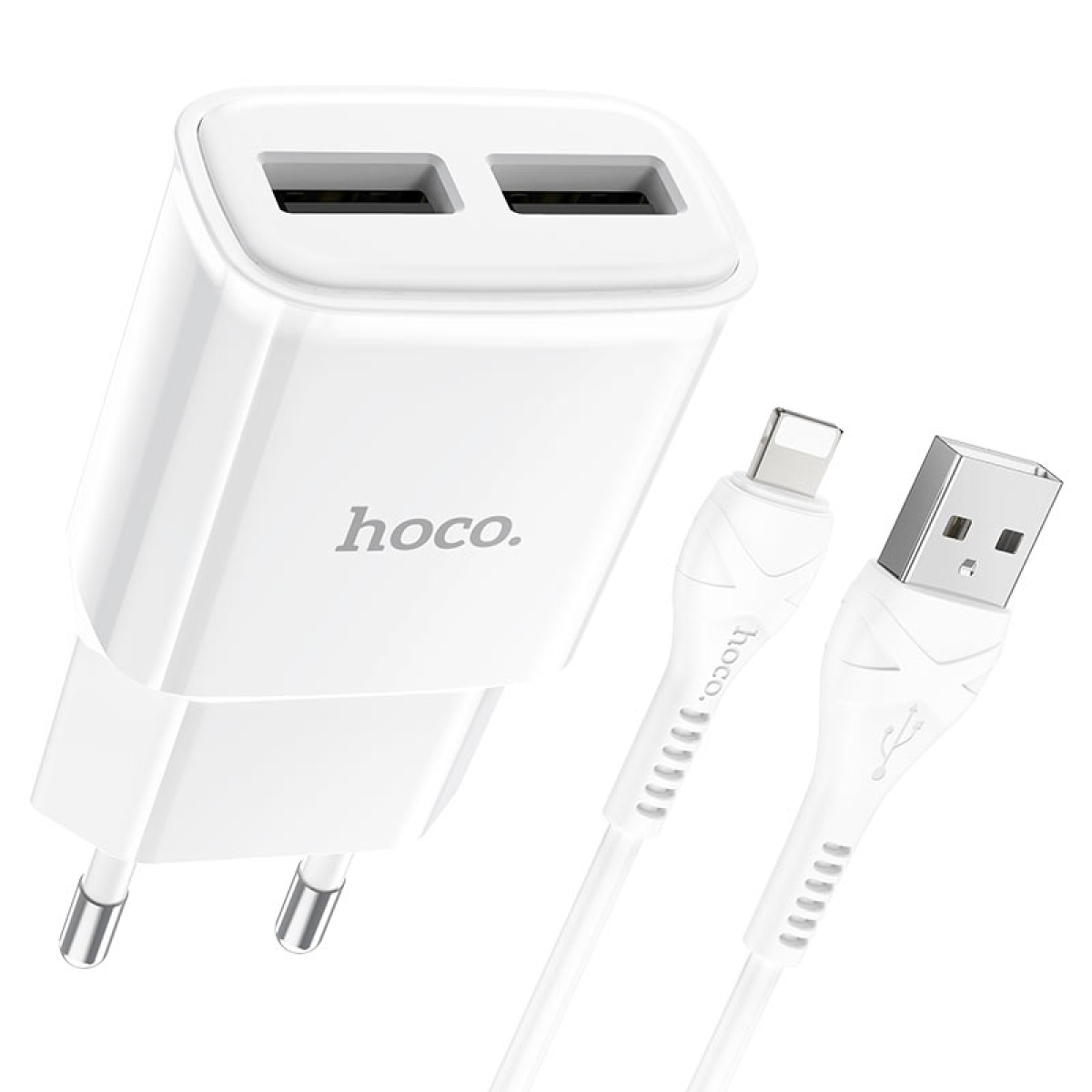 Φορτιστής Τοίχου 2xUSB-A με Καλώδιο Lightning Hoco C88A Star Round