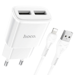Φορτιστής Τοίχου 2xUSB-A με Καλώδιο Lightning Hoco C88A Star Round