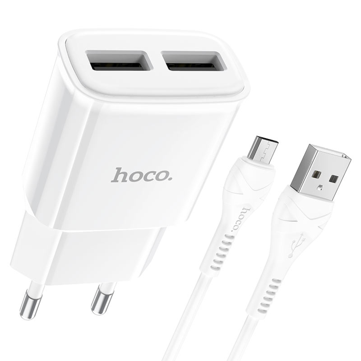 Φορτιστής Τοίχου 2xUSB-A με Καλώδιο Micro-Usb Hoco C88A Star Round