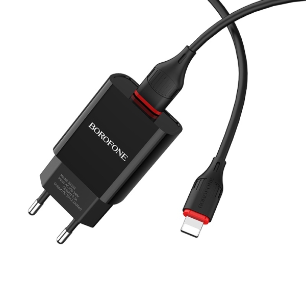 Φορτιστής Τοίχου USB-A 2.1A με Καλώδιο Lightning Borofone BA20A Sharp