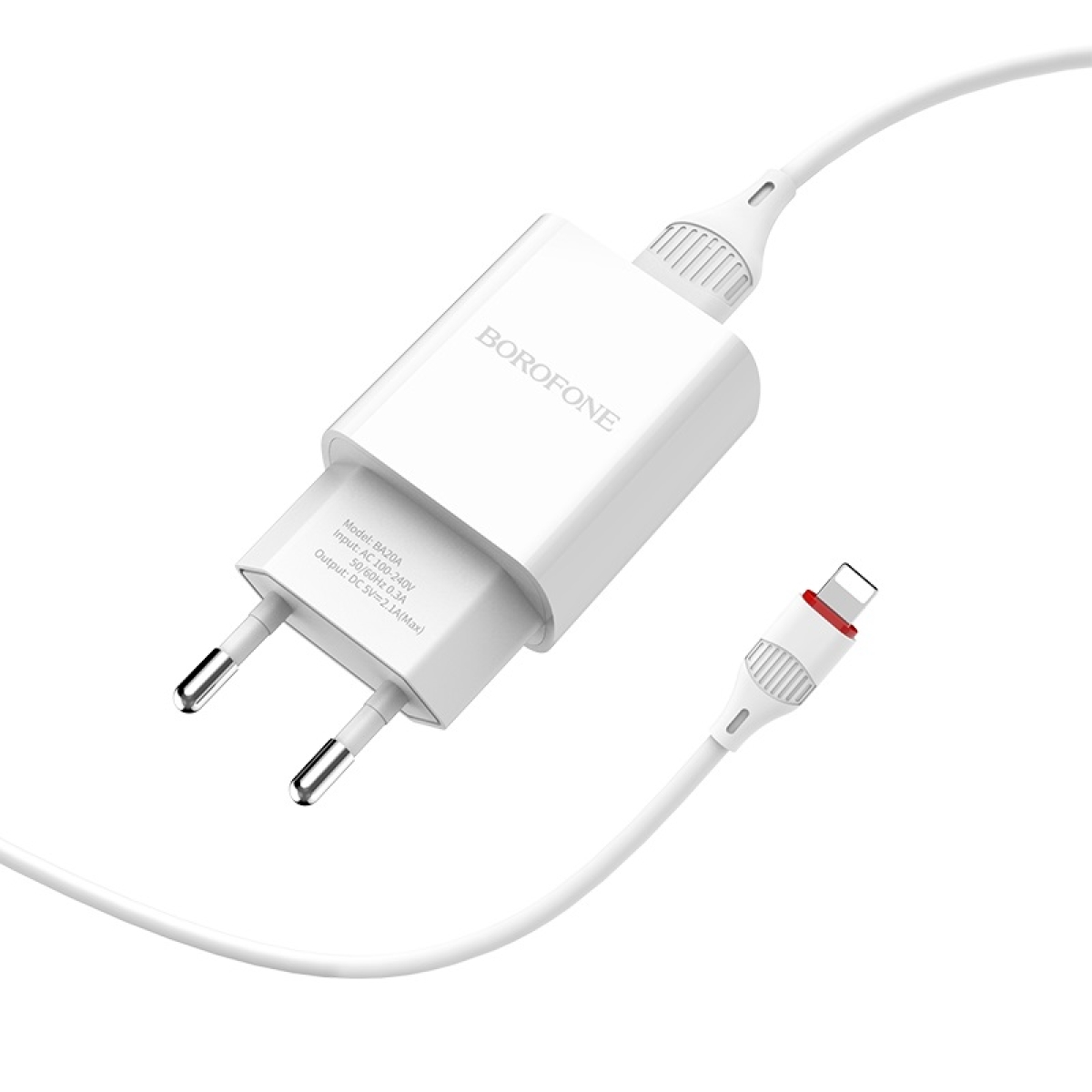 Φορτιστής Τοίχου USB-A 2.1A με Καλώδιο Lightning Borofone BA20A Sharp