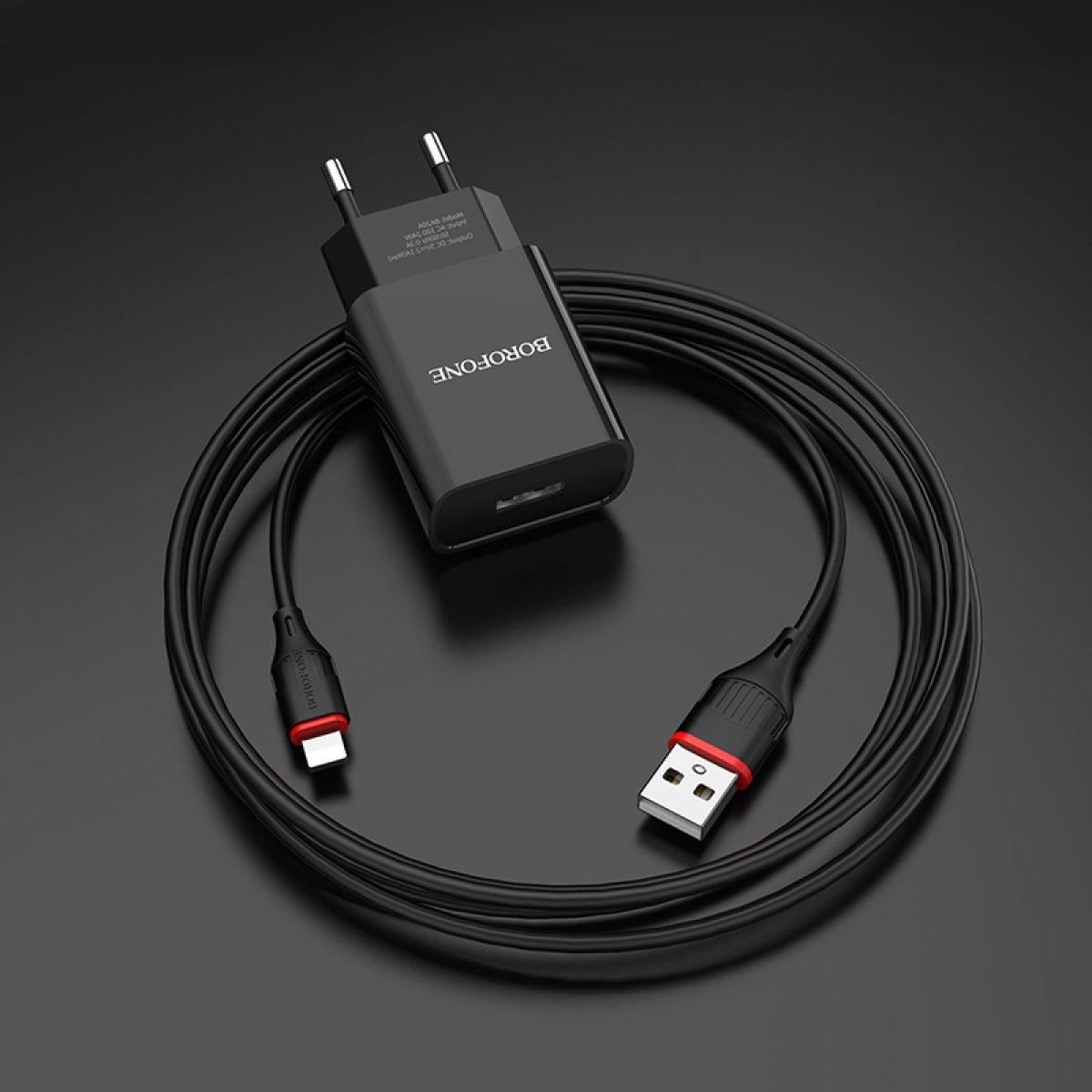 Φορτιστής Τοίχου USB-A 2.1A με Καλώδιο Lightning Borofone BA20A Sharp