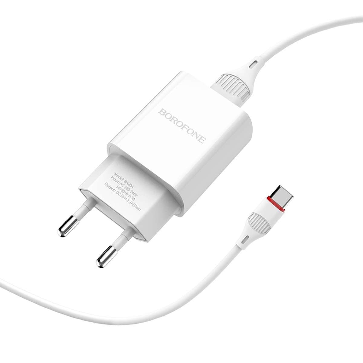 Φορτιστής Τοίχου USB-A 2.1A με Καλώδιο USB-C Borofone BA20A Sharp