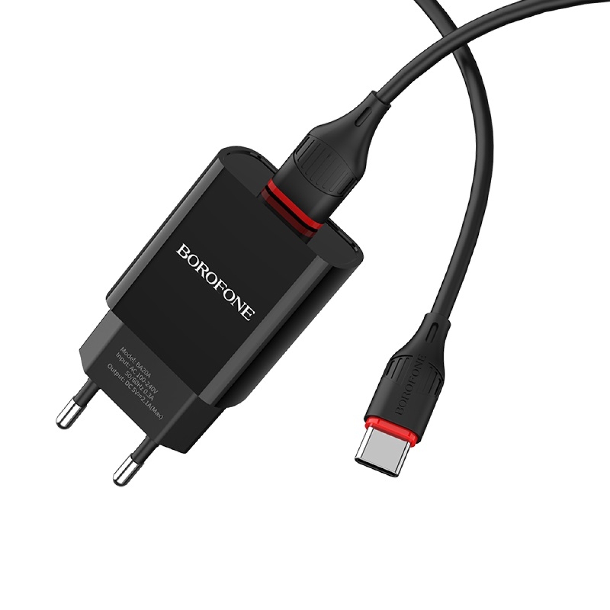 Φορτιστής Τοίχου USB-A 2.1A με Καλώδιο USB-C Borofone BA20A Sharp