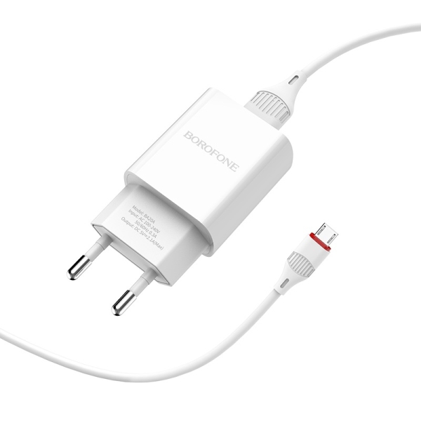 Φορτιστής USB-A 2.1A με Καλώδιο Micro-Usb Borofone BA20A Sharp