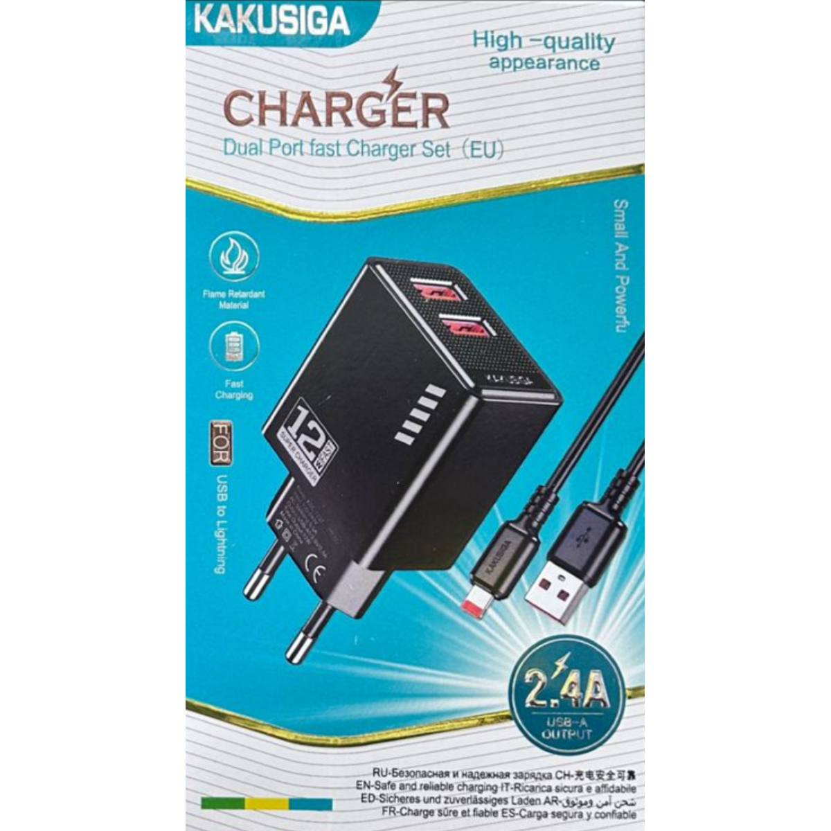 Φορτιστής USB-A Διπλής Θύρας 12W Με Καλώδιο Lightning Kakusiga KSC-1238 - Image 2