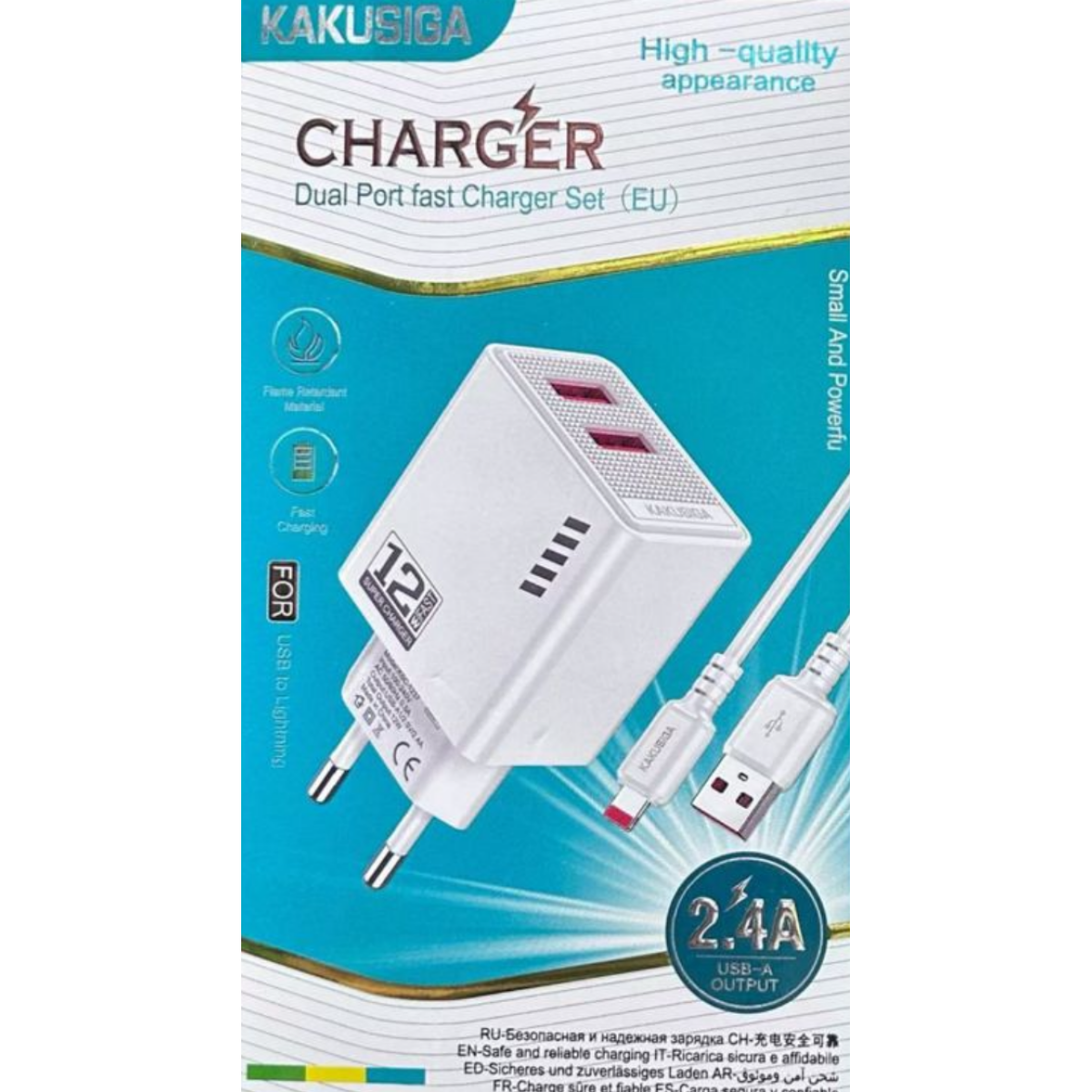 Φορτιστής USB-A Διπλής Θύρας 12W Με Καλώδιο Lightning Kakusiga KSC-1238