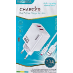 Φορτιστής USB-A Διπλής Θύρας 12W Με Καλώδιο Lightning Kakusiga KSC-1238