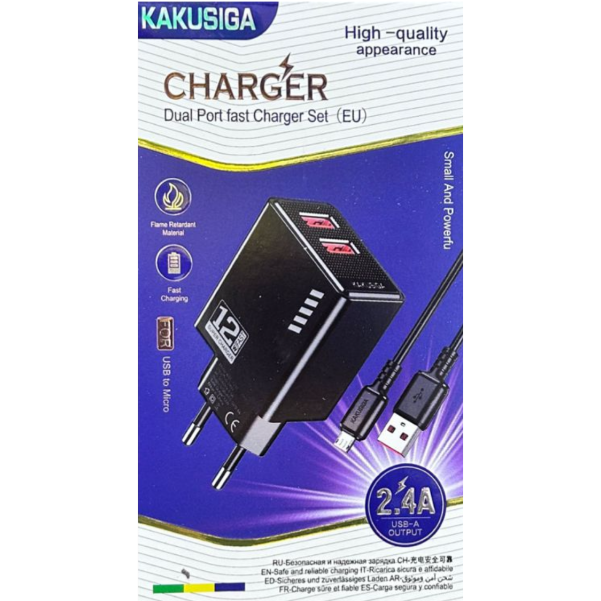 Φορτιστής USB-A Διπλής Θύρας 12W Με Καλώδιο Micro-USB Kakusiga KSC-1238