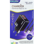 Φορτιστής USB-A Διπλής Θύρας 12W Με Καλώδιο Micro-USB Kakusiga KSC-1238