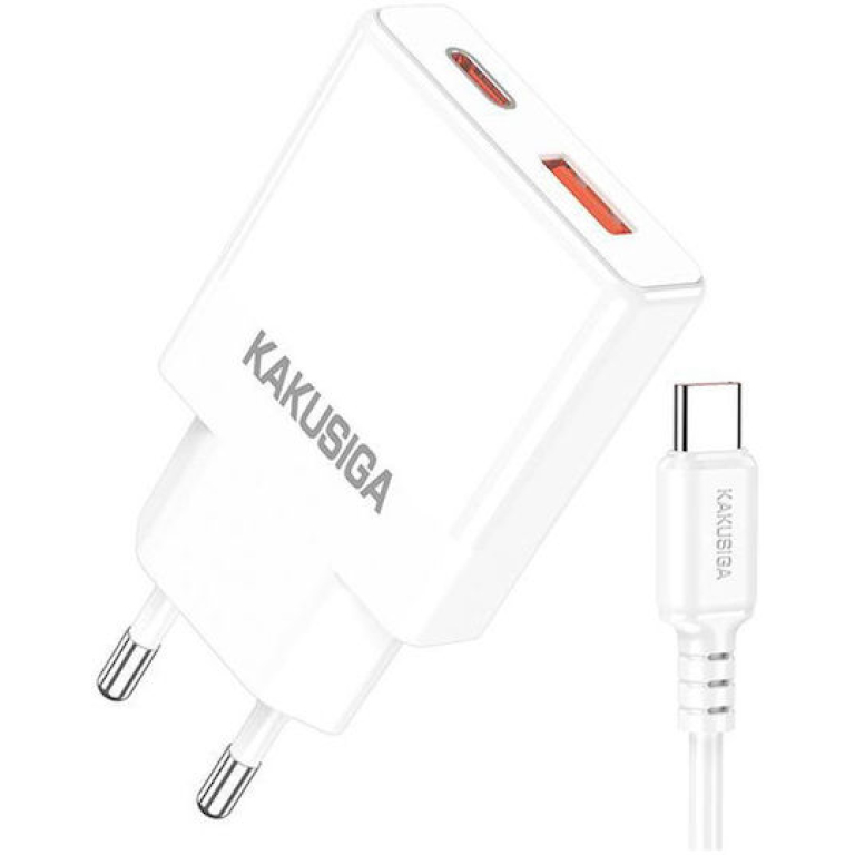 Φορτιστής USB-A & USB-C 25W Με Καλώδιο USB-C Kakusiga KSC-1601