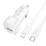 Γρήγορος Φορτιστής Αυτοκινήτου QC3.0 +PD38W Με Καλώδιο Type-C 1m Λευκό BOROFONE BZ34B