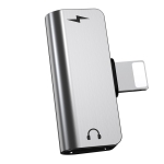 Hoco LS24 Dual Lightning Adapter – Αντάπτορας Ήχου & Φόρτισης για iPhone - Ασημί