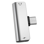Hoco LS26 Type-C 2-in-1 Adapter – Αντάπτορας Ήχου & Φόρτισης με Υποστήριξη Μικροφώνου - Ασημί